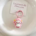 Cute pink cartoon sheep keychain bag pendant aesthetic backpack accessory best friend gift - Pink Lamb With Yellow Bow