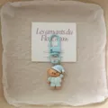 Cute cartoon sleeping bear keychain with blue striped pajamas and metal clasp bag pendant. - Bear - Blue Pajamas