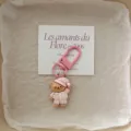 Cute pink pajama bear keychain detail, lovely schoolbag pendant and sweet couple gift accessory. - Bear - Pink Pajamas