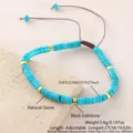 Bracciale intrecciato regolabile con perline cilindriche in pietra naturale colorata. - Turchese (NAO08-3)
