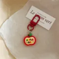 Cute apple cat keychain cartoon bag charm stylish student backpack accessory gift - APPLE Letters