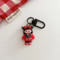 Cute cartoon gothic girl keychain red and black bag charm student accessory gift. - Dark Girl - Bowknot