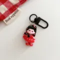 Cute dark style cartoon girl keychain resin pendant trendy bag charm aesthetic schoolbag accessory - Dark Girl - Red Dress