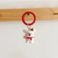 Süßer 3D Cartoon Weihnachtshund Schlüsselanhänger Taschenanhänger perfektes Deko-Geschenk - Roter Schal