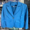 Mujer color sólido manga larga un botón blazer chaqueta abrigo de otoño casual - S / Tops / Azul