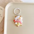 Cute cartoon sheep keychain pendant detail view, adorable animal keyring accessory for backpack bags. - Large Sheep / Yellow Clothes
