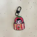 Cute strawberry girl acrylic keychain pendant detail view, perfect bag accessory and charm. - Big-Eyed Girl - Strawberry Bag