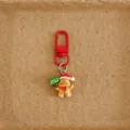 Mignon porte-clés bonhomme de pain d'épice de Noël avec fermoir rouge et pendentif festif. - Bonhomme en pain d’épice