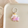 Cute cartoon sheep keychain pendant, stylish pink striped bag hanging accessory gift. - Large Sheep / Purple Outfit