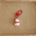 Cute Christmas snowman keychain detail shot, premium metal alloy and enamel bag charm pendant. - Snowman