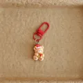 Cute Christmas cartoon bear keychain bag pendant with red hook and gift box holiday accessory - Teddy Bear
