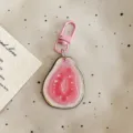 Cute pink guava fruit slice acrylic keychain pendant for women bags and keys charm. - Acrylic Fruit - Guava