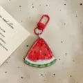 Acrylic watermelon slice keychain pendant, cute fruit bag charm gift for girls and kids. - Acrylic Fruit - Watermelon