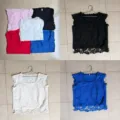 Summer square collar lace sleeveless tank top casual women vest fashion basic tee - Multicolor Mixed