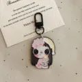 Detail van de schattige cartoon meisje acryl sleutelhanger met metalen haak en hanger. - Meisje met Grote Ogen - Met Beer