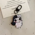 Leuke acryl sleutelhanger met grootogig meisje tasbedel voor vrouwen en beste vriendin cadeau - Meisje met Grote Ogen - Met Konijn