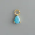 Ciondolo goccia turchese placcato oro argento sterling 925 charm fai da te per orecchini. - Stile 2 Stile Turchese Goccia d'Acqua (Oro - Pezzo Singolo)