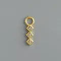 Vista dettagliata di un ciondolo per orecchini DIY in argento dorato con zirconi. - Stile 3 Stile Strass Rombo Quadrato Triplo a Striscia Lunga Verticale (Oro - Pezzo Singolo)