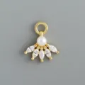 Dettaglio pendente per orecchini DIY dorato con zircone marquise scintillante e perla. - Stile 7 Stile Strass a Forma di Ventaglio con Perla Artificiale (Oro - Pezzo Singolo)