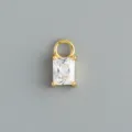 Primo piano di un ciondolo per orecchini DIY in argento S925 dorato con zircone bianco. - Stile 10 Stile Strass Bianco Rettangolare (Oro - Pezzo Singolo)