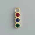 Ciondolo in argento sterling placcato oro con tre pietre colorate, dettaglio prezioso. - Stile 11 Gemma Tricolore (Oro - Pezzo Singolo)