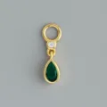 Ciondolo fai da te in argento sterling S925 con pietra preziosa verde e zircone brillante. - Stile 22 Gemma a Goccia d'Acqua Verde (Solo Ciondolo) / Oro