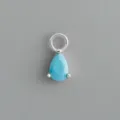 Ciondolo goccia turchese in argento S925 accessorio gioielli fai da te per orecchini. - Stile 2 Stile Turchese Goccia d'Acqua (Argento Platino - Pezzo Singolo)