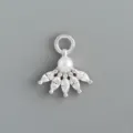 Ciondolo orecchini in argento sterling 925 accessorio fai da te con perla e zirconi. - Stile 7 Stile Strass a Forma di Ventaglio con Perla Artificiale (Argento Platino - Pezzo Singolo)