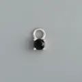 Accessorio di gioielli con ciondolo per orecchini DIY in argento sterling S925 - Stile 9 Stile Strass Nero Tondo a Griffe (Argento Platino - Pezzo Singolo)