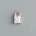 Ciondolo per orecchino a cerchio in argento 925 zircone bianco taglio smeraldo. - Stile 10 Stile Strass Bianco Rettangolare (Argento Platino - Pezzo Singolo)