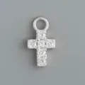 Ciondolo Croce in Argento Sterling S925 Charm DIY Orecchini Gioielli Accessori Eleganti - Stile 15 Croce Micro-Pavé (Argento Platino - Pezzo Singolo)