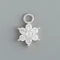 Ciondolo fiore DIY in argento sterling S925 per orecchini a cerchio, gioielli di cristallo. - Stile 17 Stile a Forma di Fiocco di Neve (Pezzo Singolo) / Oro bianco