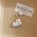 Cute cartoon white puppy keychain pendant with clasp and cute design for bags and backpacks. - Westie Dog - Ice Cream