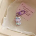 Schattige cartoon konijnenoor meisje sleutelhanger, leuke tas hanger accessoire cadeau. - Kattenmeisje / Paars