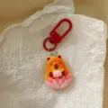 Cute resin capybara keychain with marshmallow and lotus base, red metal clasp, bag pendant. - New Year Capybara - Lotus