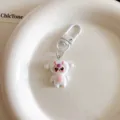 Cute cartoon monster keychain detail, white designer toy bag charm pendant accessory. - 1 Piece / White