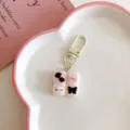 Cute 4-grid bread cat pig keychain pendant, sweet style bag accessory and bestie gift. - Four-Connected Bread Cat Pig Pendant / Beige