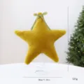 Gold velvet Christmas tree topper star with bow, 31x28cm festive holiday decoration ornament. - Fabric Bow Pentagram Style / Gold