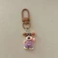 Cute cartoon dog keychain with overalls and goggles pendant for backpack accessory gift. - Overall Pants Dog / Khaki