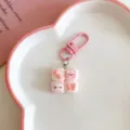 Cute 4-square bread cat pig keychain cute girly bag pendant hanging ornament best friend gift - Four-Connected Bread Cat Pig Pendant / Light Pink