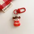 Cute red cartoon fuwa keychain bag charm for new year gift, metal clasp ornament accessory. - Fortune Doll Drumming