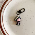 Cute ethnic style girl keychain cartoon pendant backpack accessory detail view charm - Ethnic Style Girl / Black