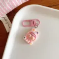 Cute cartoon doll keychain pink bag charm aesthetic pendant accessory for girls and teens. - Pink
