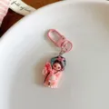 Cute Chinese opera style cartoon character keychain detail shot, pink metal bag pendant. - 1 Piece / Pink
