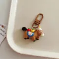 Cute cartoon horse keychain with fruit and hat decoration stylish bag pendant ornament for students - Brown