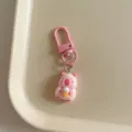 Pink cute capybara keychain cartoon pendant bag accessory detail view for students - Ice Cream Cone Style / 1 Piece