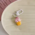 Charming cartoon ice cream keychain detail view, cute resin pendant with white metal clasp. - Supporting Chin Food-Ice Cream Cone