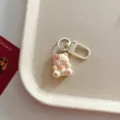 Cute cartoon animal bear keychain detail view, resin hanging pendant for bag charm accessory. - Cartoon Cat Pendant / Cat