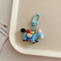 Cute cartoon horse keychain, lovely blue pony bag charm with fruit decor, student schoolbag accessory. - Blue