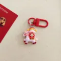 Lindo llavero de caballo dios de la riqueza año nuevo dibujos animados bolso amuleto regalo - Dios de la Riqueza Caballo Morado